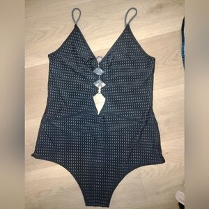 Black Mesh w/Grey Lining Full Piece Swimsuit L/XL